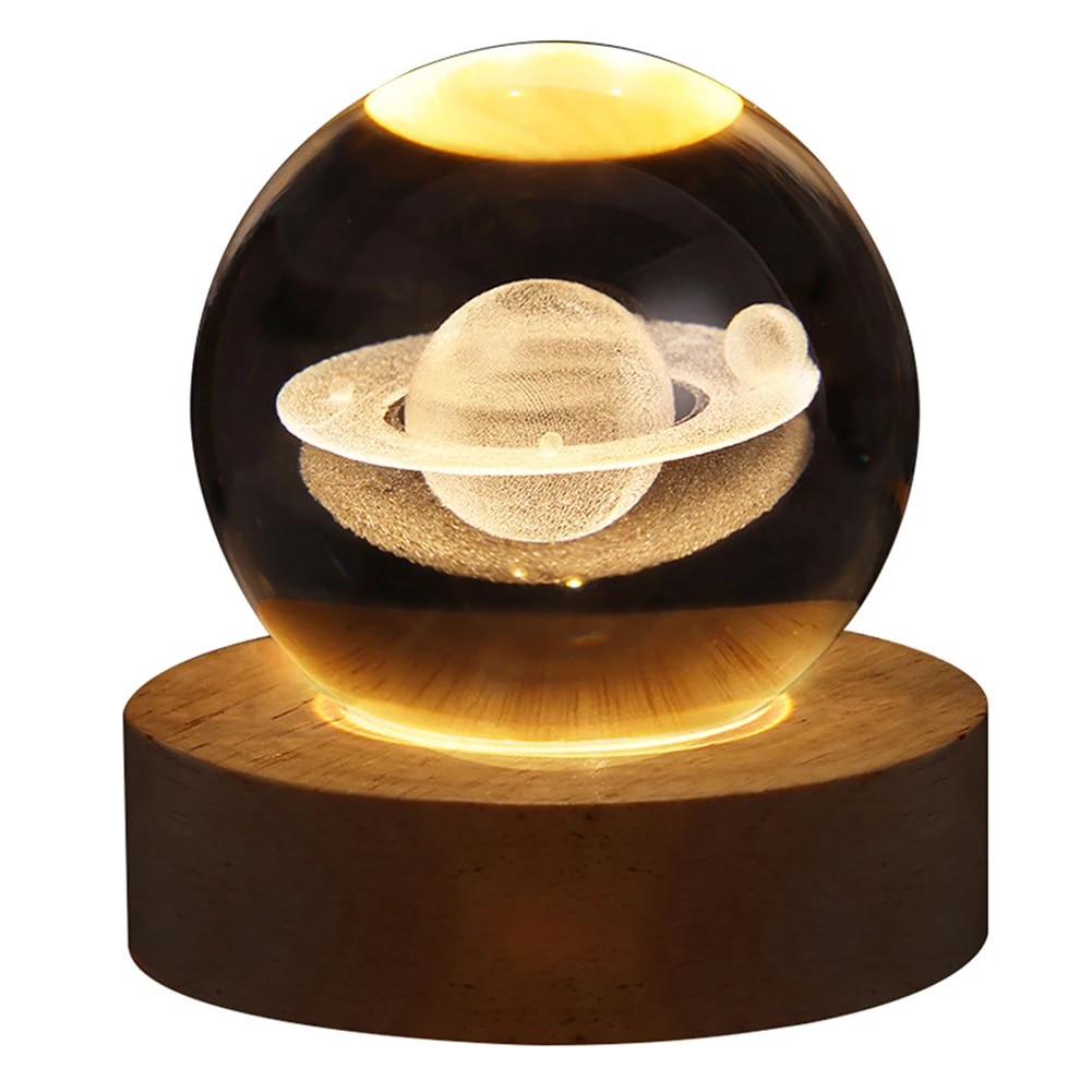 3D Usb Night Light Led Crystal Ball Table Lamp 06 CM Moon Planet Nabula Galaxy Solar Decor For Home Bed Room for Party Birthday Gifts - Table Lamp