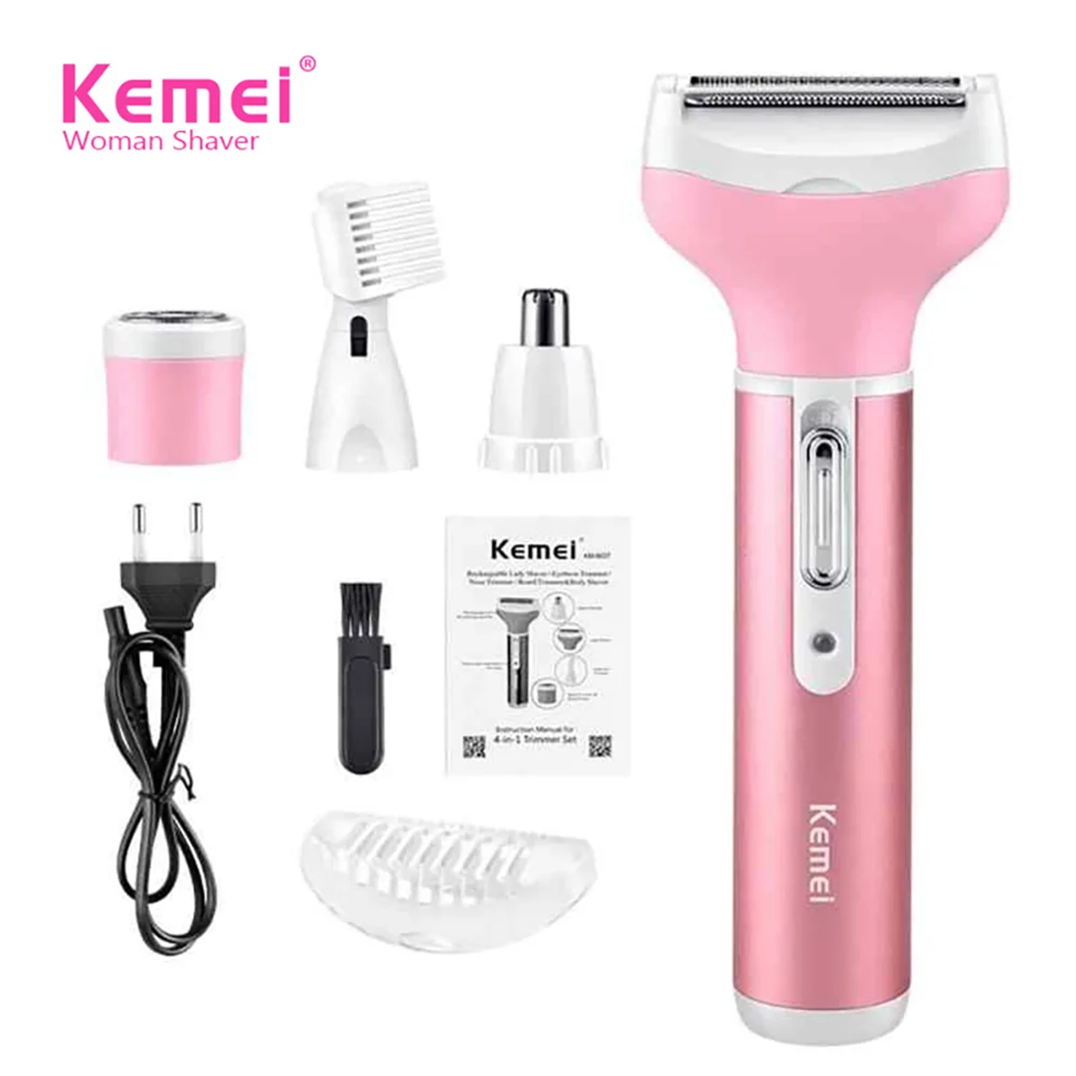 Kemei KM-6637 Multi Functional 4 In 1 Shaver For Women